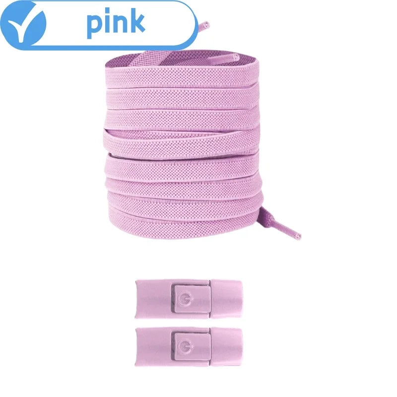 New Without Ties Elastic Laces No Tie Shoe Laces Press Lock Shoelaces Sneaker Kids Adult 8MM Widened Flat Shoelace for Shoes Beauty World Shop
