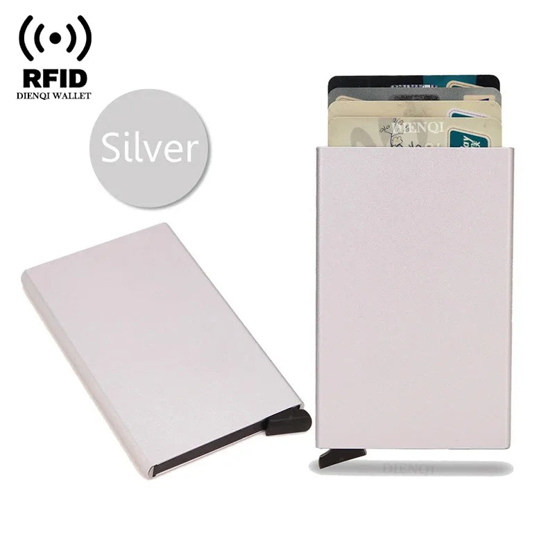 Rfid Credit Card Holder Metal Thin Slim Smart Wallet Men Women Wallets Pop Up Minimalist Small Black Purse Mini Walets for Men Beauty World Shop