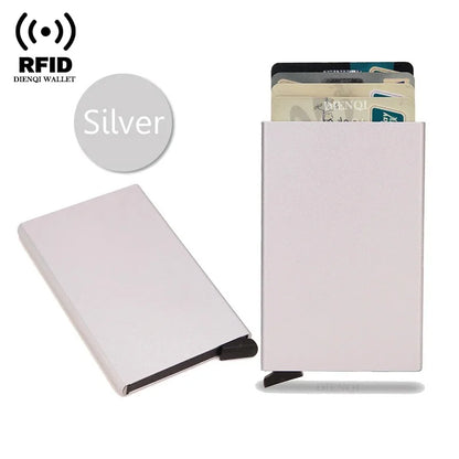 Rfid Credit Card Holder Metal Thin Slim Smart Wallet Men Women Wallets Pop Up Minimalist Small Black Purse Mini Walets for Men Beauty World Shop