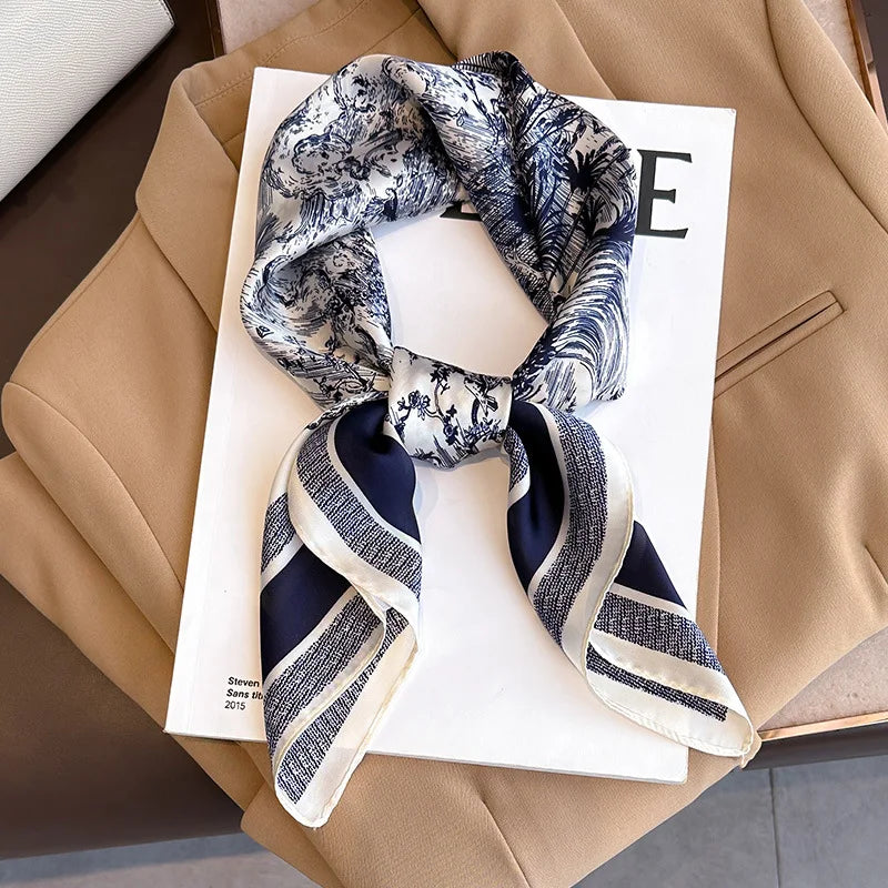 Luxury Brand Silk Square Paisley Scarf Women Satin Neck Hair Tie Band Soft Bandana Neckerchife 2025 Hijab Head Female Foulard Beauty World Shop