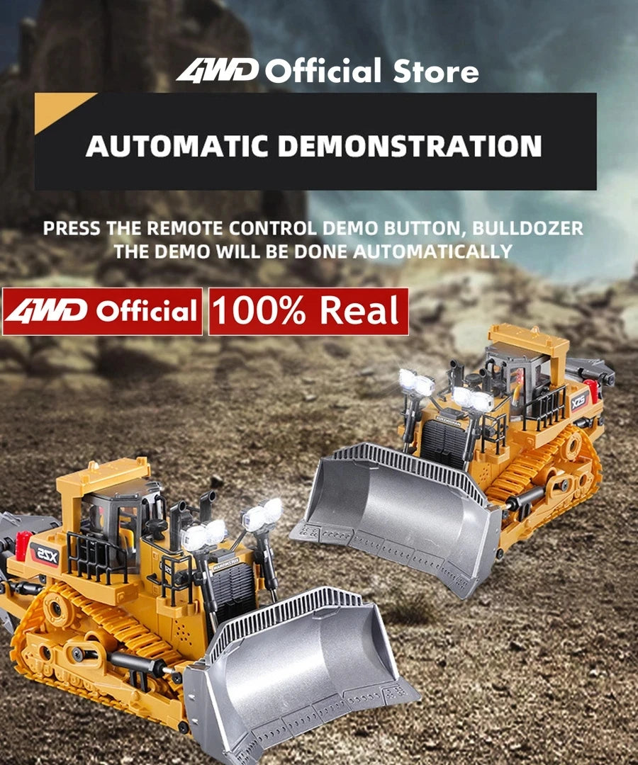 4WD Remote Control Excavator 4x4 Alloy Dump Truck Bulldozer Radio Model RC Car Construction Vehicle Toy Children Kids Gifts Beauty World Shop