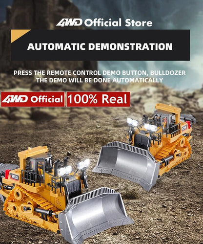 4WD Remote Control Excavator 4x4 Alloy Dump Truck Bulldozer Radio Model RC Car Construction Vehicle Toy Children Kids Gifts Beauty World Shop