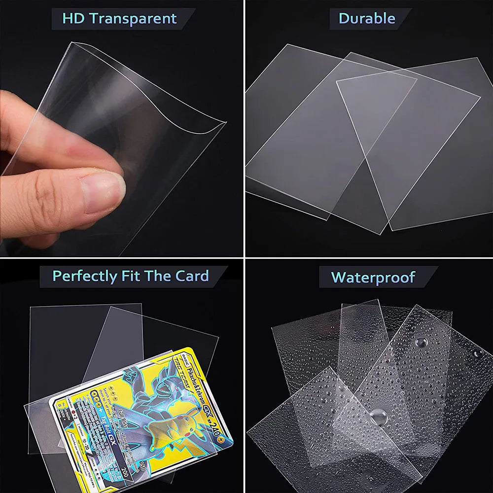 100 Pcs Transparent Playing Card Cover Clear Protector Sleeve Holder For Pokemon Board Game ID Trading Folder Photo Pouch Kit Beauty World Shop