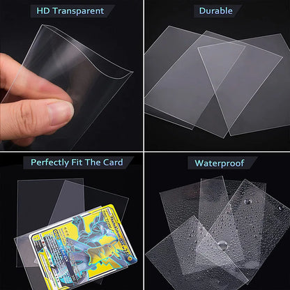 100 Pcs Transparent Playing Card Cover Clear Protector Sleeve Holder For Pokemon Board Game ID Trading Folder Photo Pouch Kit Beauty World Shop