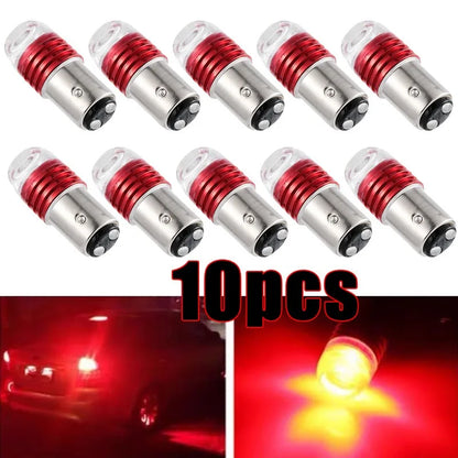10pcs Car 12V LED Rear Taillight Tail Brake Light Strobe Flashing LED Lamp Motorcycle Warning Light Bulb Red Stronger Light Beauty World Shop
