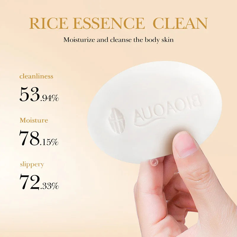BIOAQUA White Rice Raw Pulp Facial Soap Face Wash Foam Facial Cleanser Moisturizing Oil Control Body Bathing Handmade Soap Beauty World Shop
