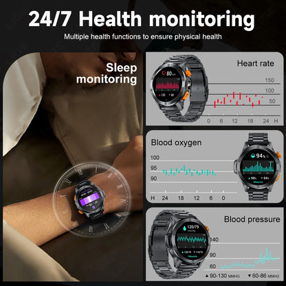LIGE Fashion Smart Watch Men Voice Assistant Bluetooth Call Heart Rate Monitoring IP68 Waterproof LED Flashlight Men SmartWatch