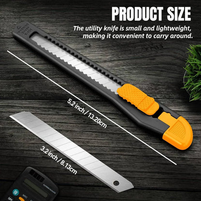 Cortador de caixa retrátil, 4/24 pacotes, faca utilitária, lâminas de pressão de 9mm de largura, faca exacto para caixa de corte Beauty Trend Shop