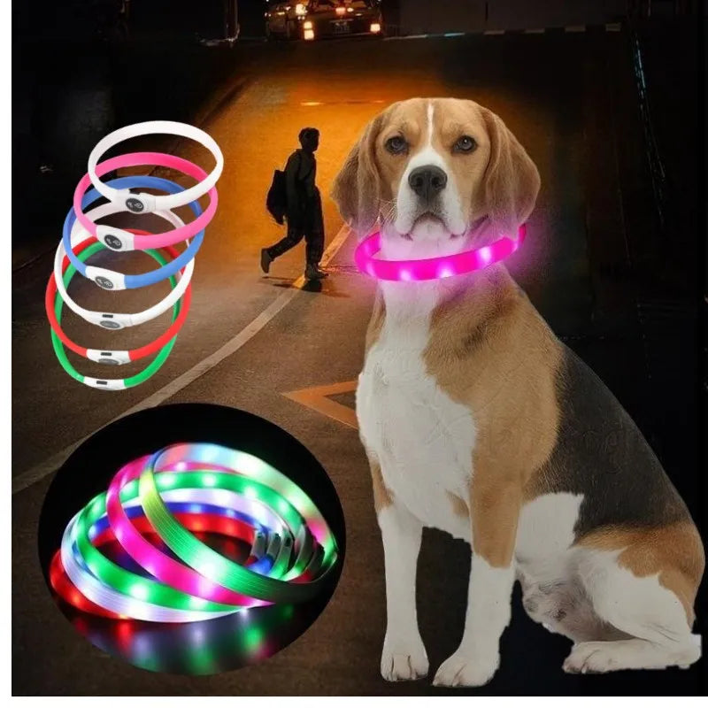 New Led Luminous Dog Collar PVC Waterproof , For Large Medium Small Dogs Collar Usb Light Night Safety Pet Glowing Accessories Beauty World Shop