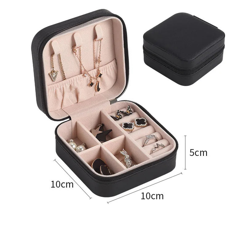 Simple ins macaroon jewelry box travel travel studs necklace ring jewelry box, portable Beauty World Shop