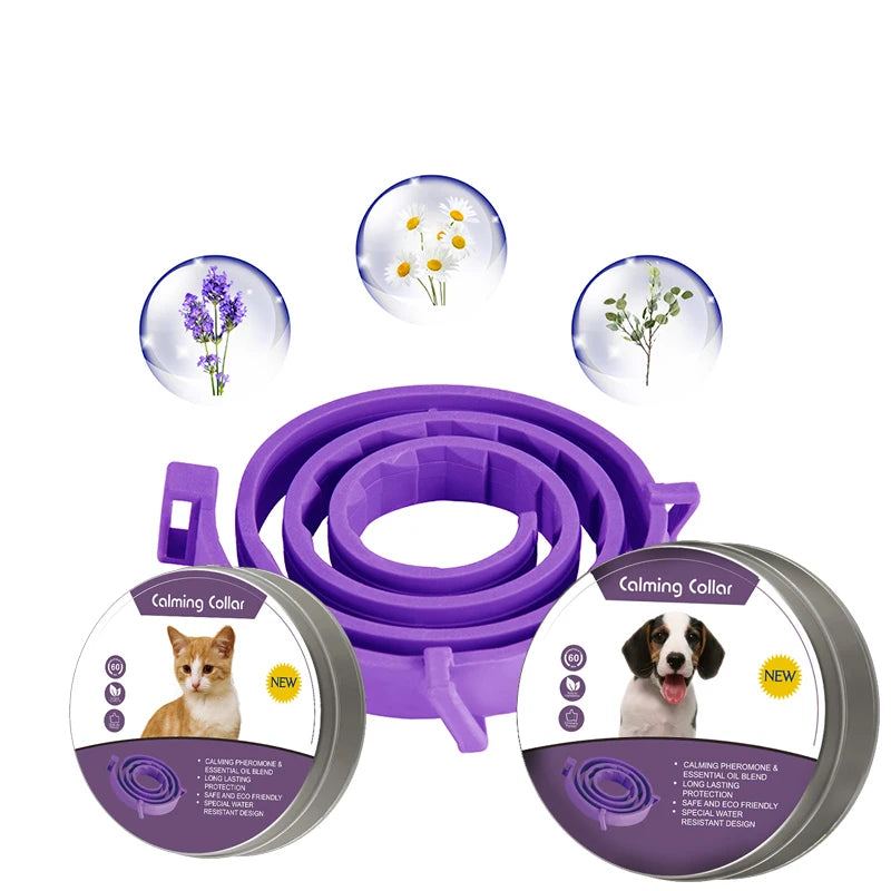 Pet Calming Collar For Cats Dogs Adjustable Anxiety Pheromone Reducing Pet Collar Lasting Natural Calm Relax Soothing Collars Beauty World Shop
