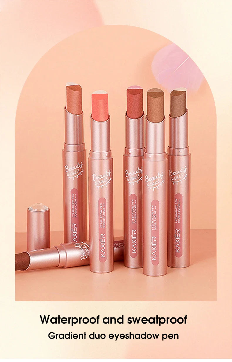 Gradient two-color eye shadow pen waterproof, sweat proof, not easy to smudge, pearlescent, fine shiny, lazy eye shadow s Beauty Trend Shop
