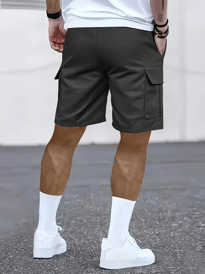 Men's work shorts; summer comfort; multi-pocket; outdoor leisure sport beach pants; elastic waistband