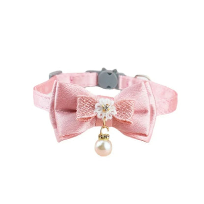 Pet Collar Pink Lace Bow Hanging Bead Cat Choker Bell Dog Cat Supplies Pet Accessories Dog Accessories Dog Cat Products Beauty World Shop