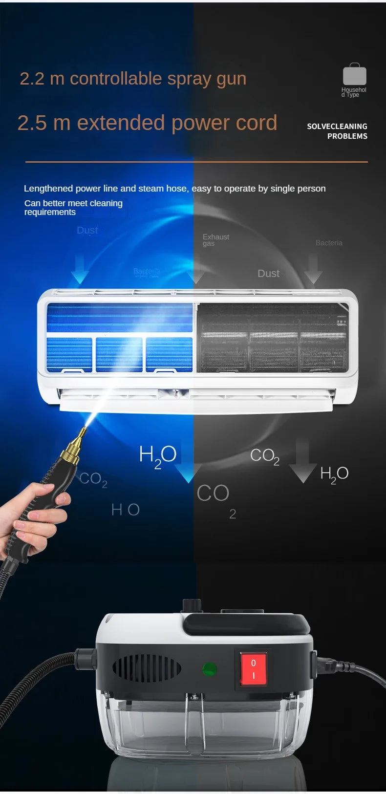 Steam Cleaner High Temperature Sterilization Air Conditioning Kitchen Hood Home /Car Steaming Cleaner 110V US Plug /220V EU Plug Beauty World Shop