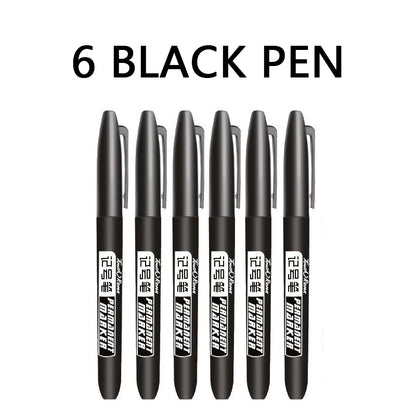 6 Pcs/Set Permanent Art Marker Pen Fine Point Waterproof Ink Thin Nib Crude Nib Black Blue Red Ink 1.5mm Fine Color Marker Pens Beauty World Shop