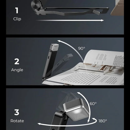 LED Rechargeable Clip-On Book Light 3 Colors 5 Brightness Bed Reading Night Light  Eye-Protection Bookmark Lamp Mini Book Lamp Beauty World Shop