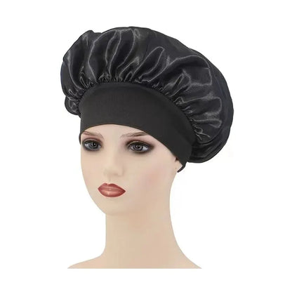 Wide-brimmed High Elastic Hair Band Female Pile Cap Autumn Lunar November Beauty Hair Care Hat Satin Nightcap Beauty Fashion