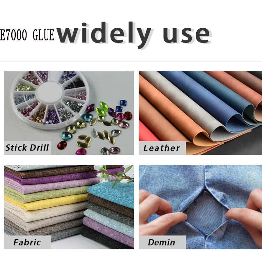 E7000 Glue Clear Contact DIY Cloth Fibre Fabric Adhesive Multipurpose for Wedding Dress Leather Bag Diamond Glass Beauty World Shop