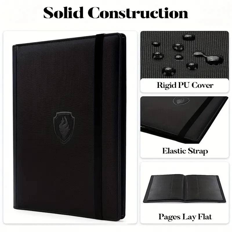 9 Pocket Card Binder, 360 Trading Card Holder Book, Premium PU Cover Zip Binder For Cards, Durable Side Loading Card Fold Beauty World Shop