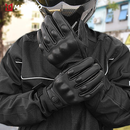 With CE Approved Summer Retro Perforated Leather Motorcycle Gloves Men Women Full Finger Motocross Dirt Biker Glove Guantes Moto Beauty World Shop