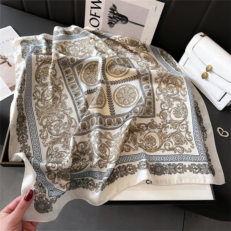 2025 New Fashion Luxury Printed Square Shawl Women 70x70cm Pashmina Silk Scarf Neck Headband Bandana Beauty World Shop