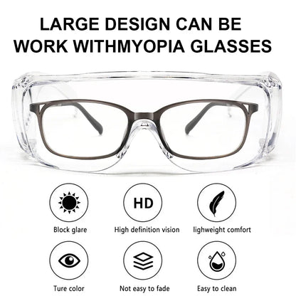 1pc Safety Transparent Glasses Anti Fog Goggles Vented Sides Shields PC Frame Spectacles for Riding Lab Labor Protection Beauty Trend Shop