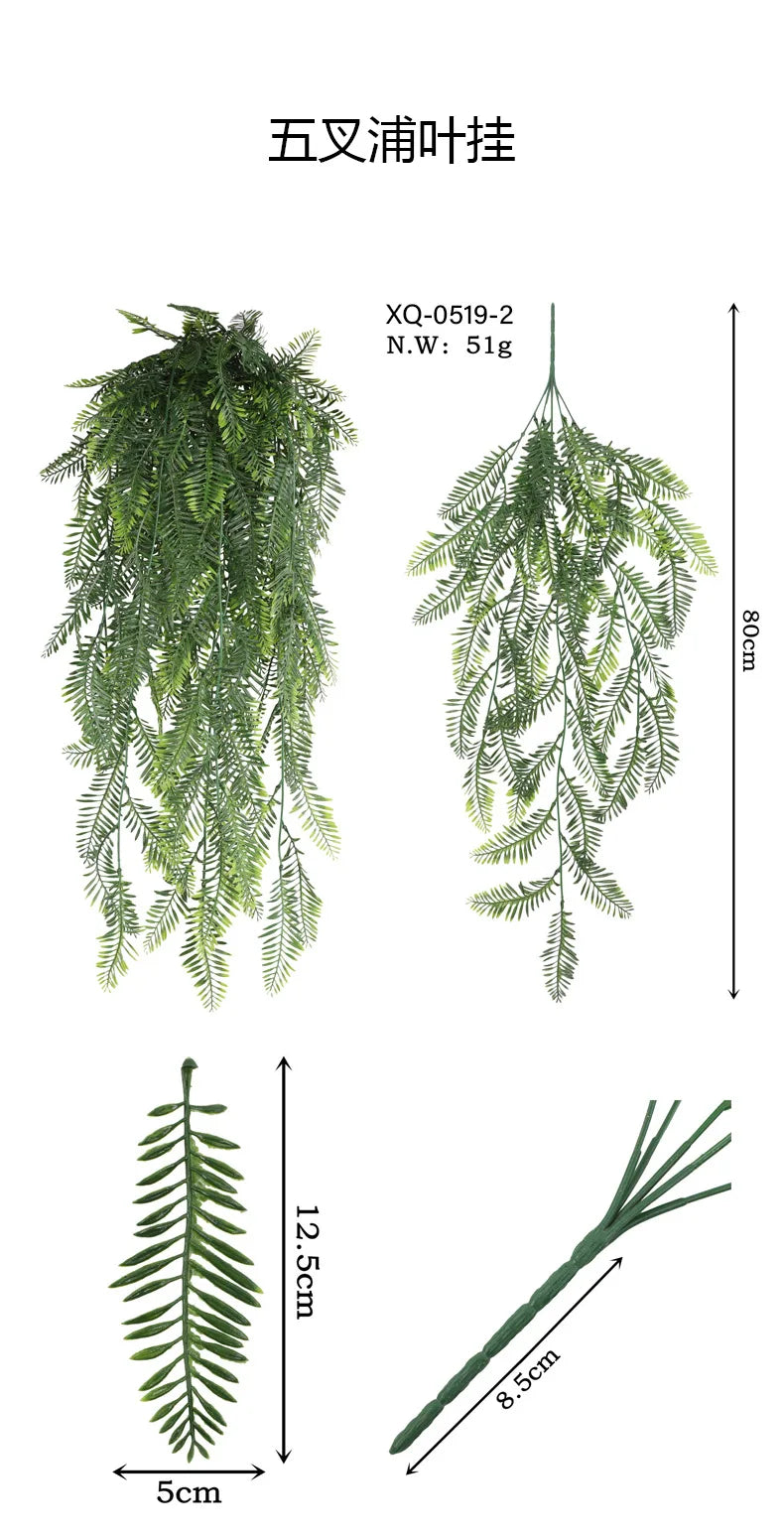 90cm Persian fern Leaves Vines Home Room Decor Hanging Artificial Plant Plastic Leaf Grass Wedding Party Wall Balcony Decoration Beauty World Shop