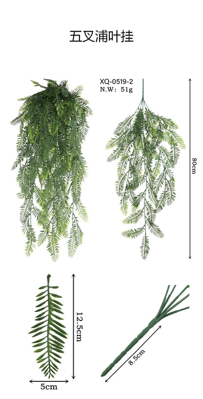 90cm Persian fern Leaves Vines Home Room Decor Hanging Artificial Plant Plastic Leaf Grass Wedding Party Wall Balcony Decoration Beauty World Shop