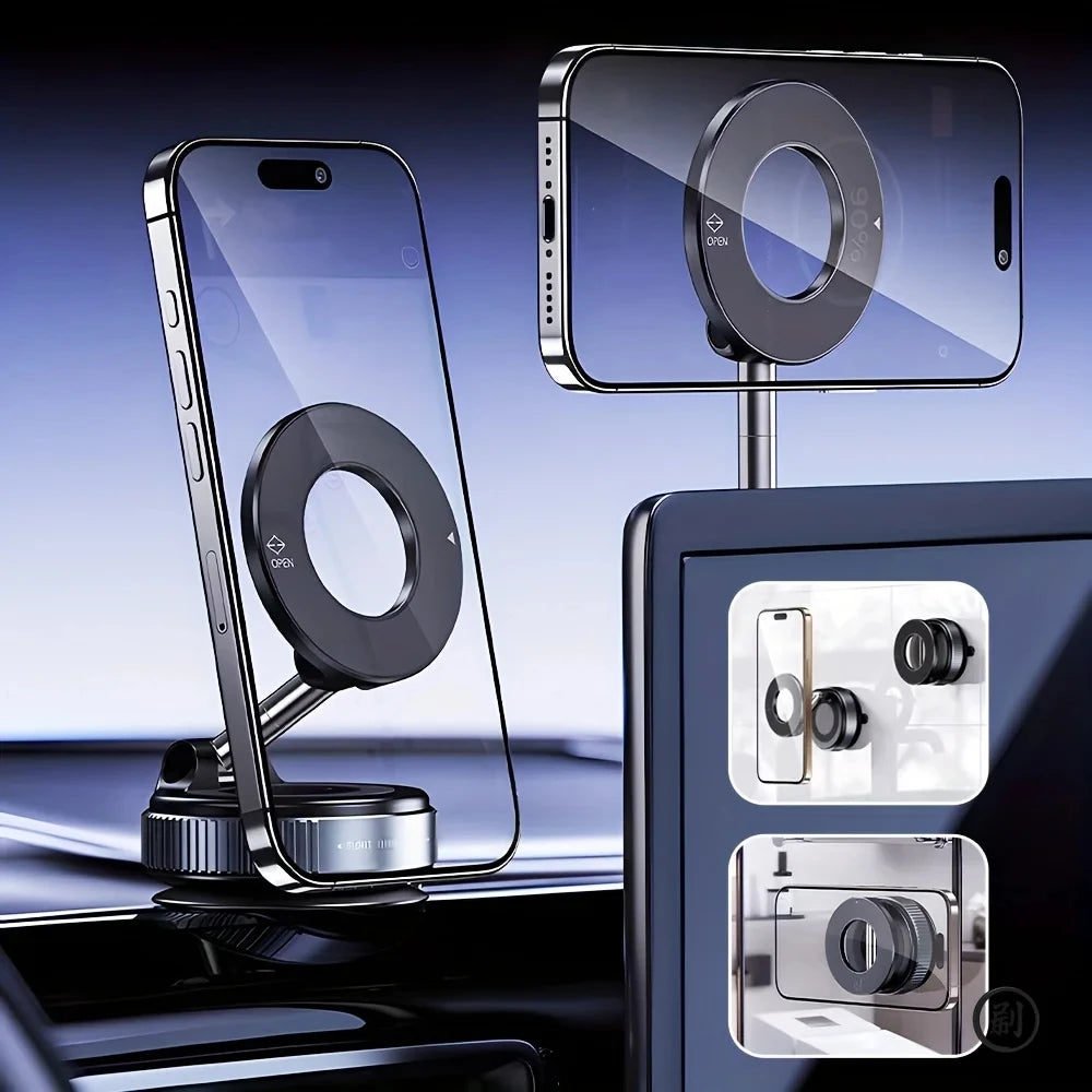 Strong Magnetic Car Phone Holder Foldable Design 360° Adjustable Vacuum Mount for Car/Desk/Bathroom/Universal Use Beauty World Shop