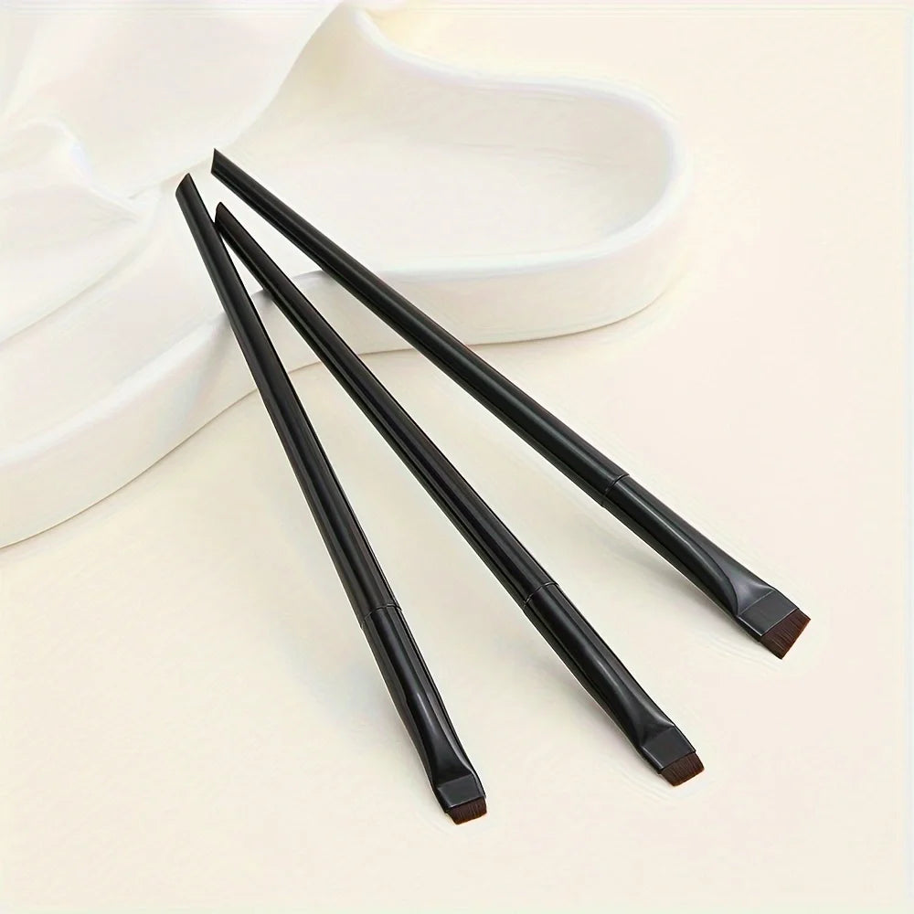 Ultra-Thin Eyebrow Brush Set -3Pcs Angled Precision Eyeliner MakeupBrushes, Synthetic Bristles Slanted Eyeshadow Eye Brow Tintin Beauty World Shop