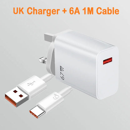 GaN USB Fast Charger Quick Charge 3.0 for Xiaomi 14 13 12 11 10 Ultra Redmi Note 12T 13 Pro Turbo 6A USB Type C Charging Cable Beauty World Shop