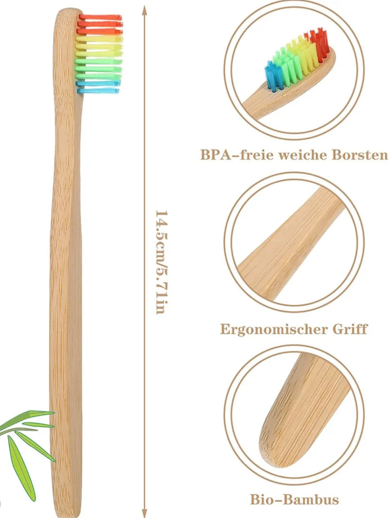 100Pcs Children's Colorful Natural Bamboo Toothbrush ,Soft Bristle Charcoal Teeth Whitening  Soft Dental Oral Care Beauty World Shop