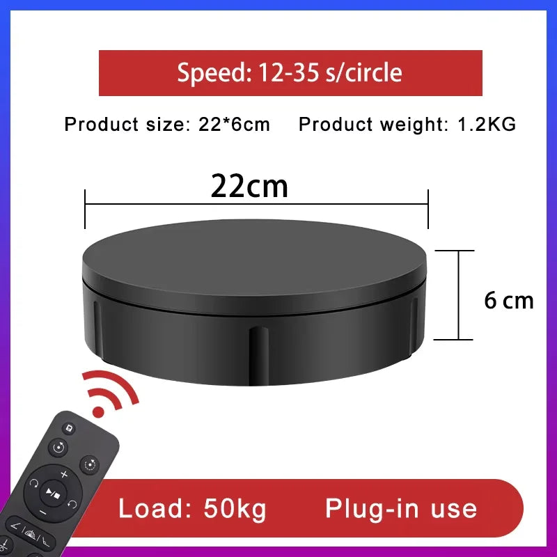7.87 Inch 360 Degree Electric Rotating Stand with Remote Control for Jewelry Display,Photography and Video,3-position Adjustment Beauty World Shop