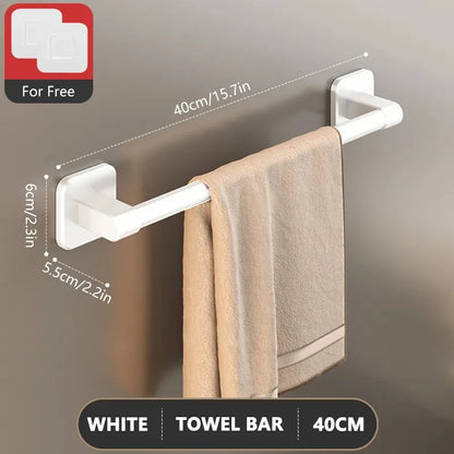 Non perforated suction cup wall mounted towel rack, bathroom storage rack, bathroom horizontal bar towel rack Beauty World Shop