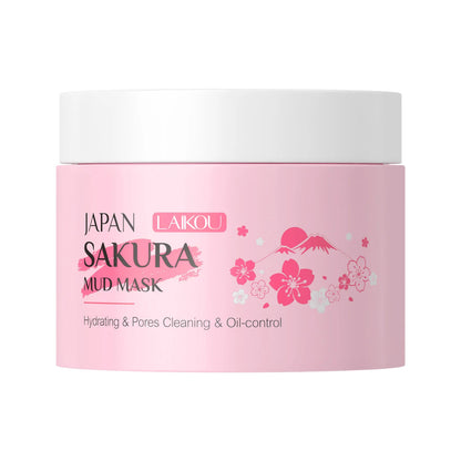 Laikou Sakura Mud Mask Deep Cleansing Oil Control Balance Antioxidan Shrink Pores Remove Blackheads Refreshing Facial Mask90/25g Beauty World Shop