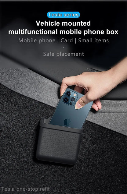 Silicone Car Storage Box For Tesla Model 3 Y S X 2017-2022 2023 Hidden Organizer Tray Bag Box Phone Coin Holder Auto Accessories Beauty World Shop