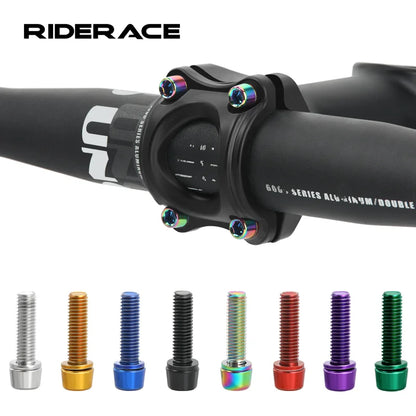 6Pcs Bicycle Handlebar Stem Screw With Washer M5*18mm Alloy Steel Hexagon Bolts MTB Road Bike Stem Bolts Colorful Fixing Screws Beauty World Shop