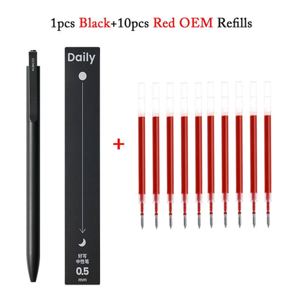 KACO Gel Pens Press Signature Pen Stationery Metal Pen Clip 0.5mm Black Ink Quicking Drying Large Capacity 800M Smooth Writing Beauty World Shop