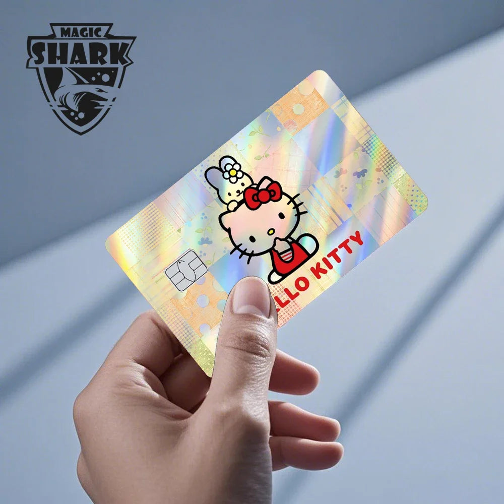 Hot Sale Hello Kitty Kuromi Holographic Laser Shinny Film Skin Cover Sticker for Debit Credit Card Bank Card Beauty World Shop