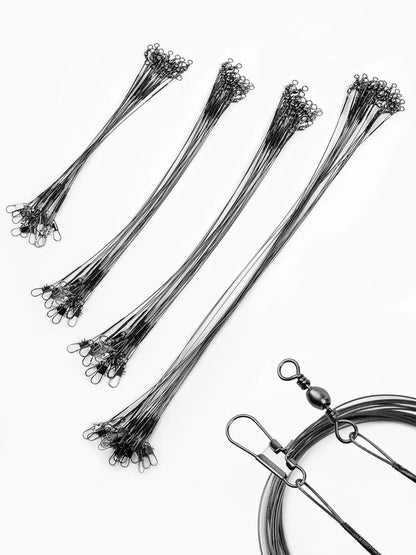 20PC Anti Bite Steel Fishing Line 15/20/25/30cm Steel Wire Leader With Swivel Fishing Accessory Fishing Wire Olta Leadcore Leash Beauty World Shop