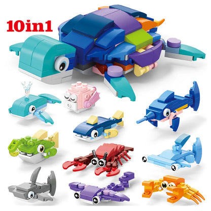 Insect World Animals Scorpion Mantis Ants Spider Birds Marine Animal Building Blocks Toys Desktop Ornaments Bricks Kids Gift Beauty World Shop