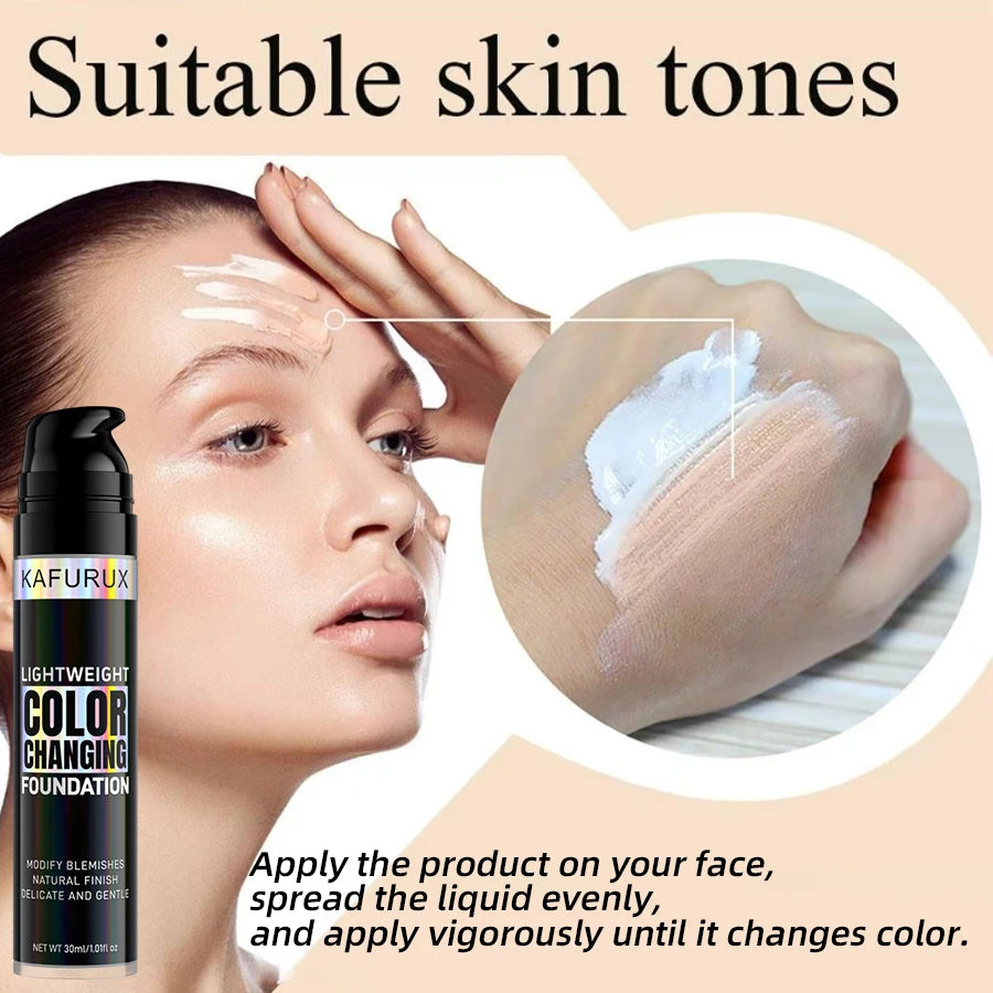 1PC Magic Color Changing Foundation Liquid Soft Matte Long Lasting Hydrating Makeup Base Cream for All Different Skin Tone Beauty World Shop