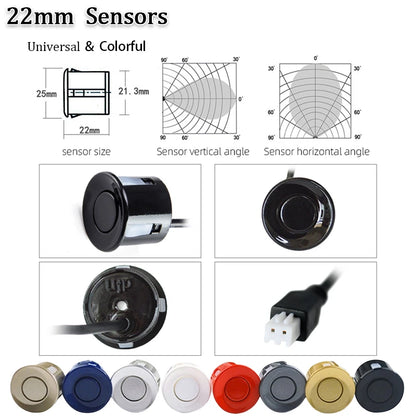 Hippcron Car LED Parking Sensor Kit 4 Sensors 22mm Reverse Radar Sound Alert Indicator System 8 Colors Beauty World Shop