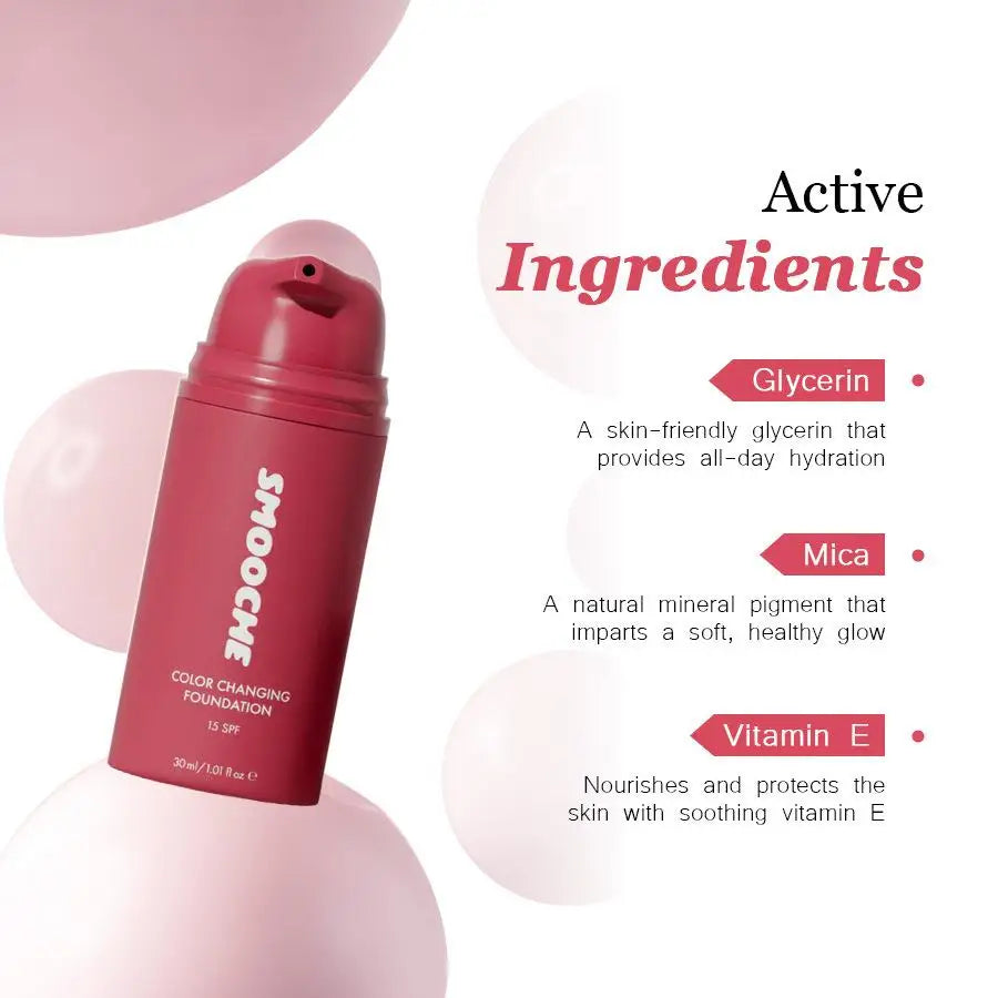 Smooche Original Concealer Facial Base Makeup Glycerin VitaminE Natural Herbal Liquid Foundation Brand Color Changing Foundation Beauty World Shop