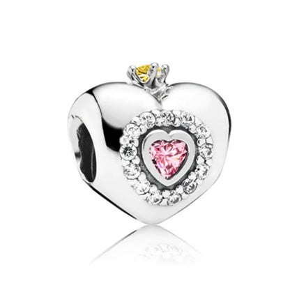 2025 Hot selling 925 Silver Pink Bird Moon Pendant Suitable for European Bracelets DIY Accessories Women's Charm Jewelry Gifts Beauty World Shop