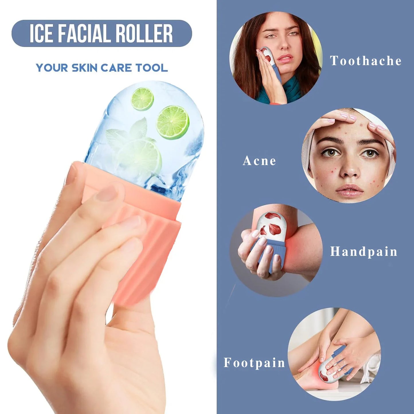 Ice Facial Roller Tool Skin Care Beauty Two-Piece Set Suitable For Skin Beard 0.2/0.25/0.3mm Needle Micro Facial Roller Tool Beauty World Shop