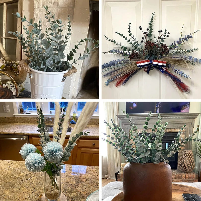 10/20pcs Artificial Plants Eucalyptus Leaves Fake Plants Vase Home Table Party Wedding Bridal Bouquet Decorations Outdoor Garden Beauty World Shop