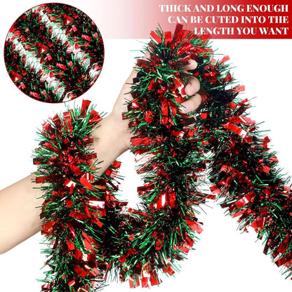 Christmas Tinsel Garlands Decoration Bar Tops 2/10M Red Green Wreath Xmas Tree Ornaments Party Home Staircase Decor Pendant Prop Beauty World Shop