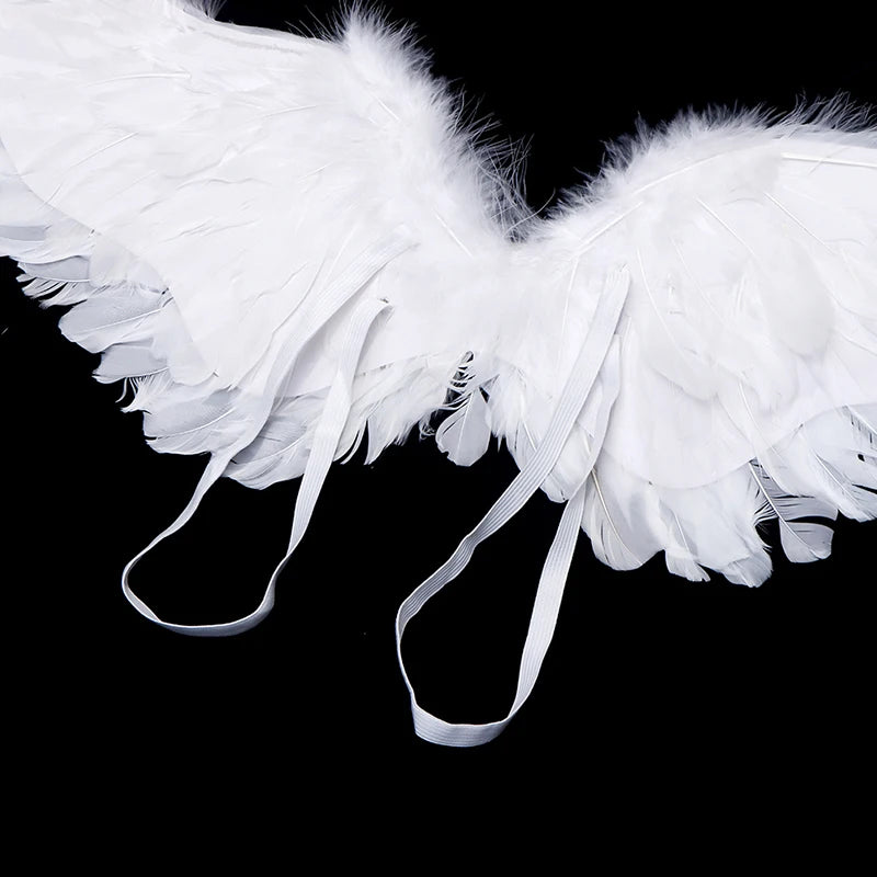 Kids Adult Party Swallow White Angel Feather Wings Halo Magic Wands Cosplay Elastic Straps Wedding Halloween Christmas Birthday Beauty World Shop